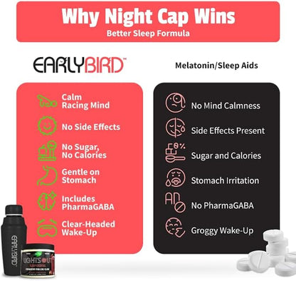 EarlyBird Lights Out Sleep Powder, Strawberry Punch Calm Sleep Drink Mix with PharmaGABA, Magnesium & L-Theanin, Natural Sleep Aid for Adults, Calming Drink Mix for Relaxation & Sleep, 45 Scoops