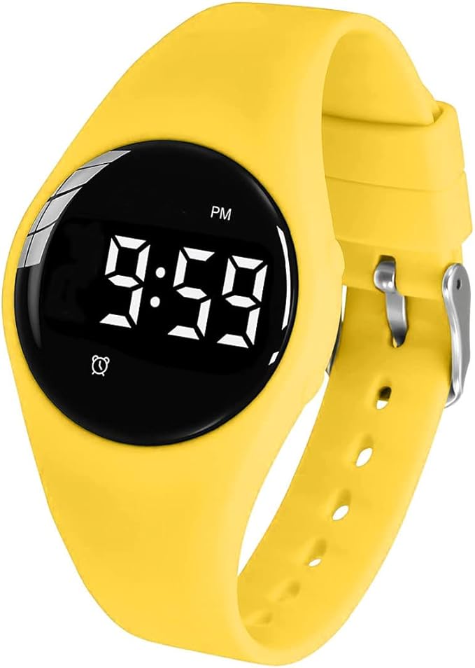 Vibrating Alarm Watch, Water Resistant Potty Training Wristband Rechargeable Medical Reminder Watch with Timer and 15 Daily Alarms (Yellow)