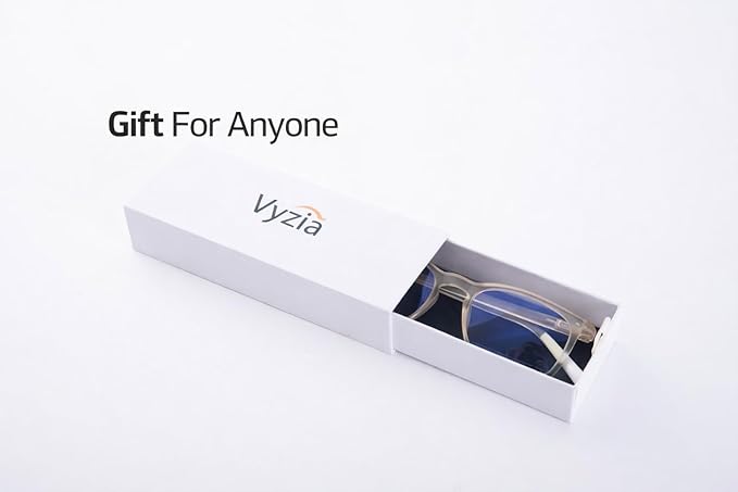 Vyzia Blue Light Blocking Glasses for Women and Men - Anti-Glare Eye Protection Eyewear, Reduces Eyestrain and UV Glare - Lightweight, Stylish, Comfortable for Day and Night Use