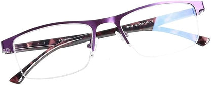 FONHCOO Reading Glasses for Women Men, Blue Light Blocking Reading Glasses Metal Half Frame Computer Readers Anti UV/Glare