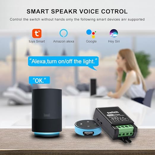 Mini WiFi Smart Switch with Rf 433 Mhz Remote Control,120 Volt Ac 220v Remote Control Switch WiFi Tuya App,10a Relay Wireless Light Switch and Receiver Kit for Lamp