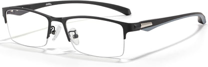 ANRRI Blue Light Glasses for Men Semi Rimless Rectangle Metal Frame UV Blocking Computer Glasses