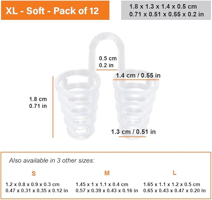 Nose Vent Sinus Relief (Pack of 12 Extra Large Size) Soft Cone Vents - A Simple Solution for Nasal Snorers - Reusable Snoring Device to Enjoy a Peaceful Night's Sleep - by Mobi Lock