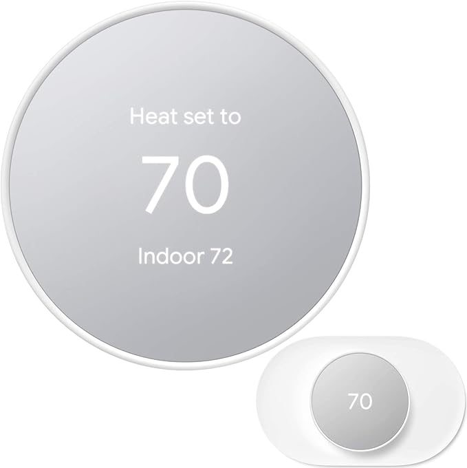 Google Nest Thermostat - Smart Thermostat for Home - Programmable WiFi Thermostat - Snow - GA01334-US Bundle with Matching Google Nest Thermostat Trim Kit Wall Mount Plate GA01837-US