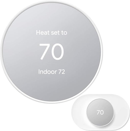 Google Nest Thermostat - Smart Thermostat for Home - Programmable WiFi Thermostat - Snow - GA01334-US Bundle with Matching Google Nest Thermostat Trim Kit Wall Mount Plate GA01837-US