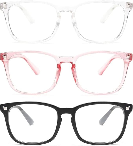 Blue Light Blocking Glasses - Fashion Square Eyeglasses, Anti UV Ray Computer Gaming Glasses Blue Blockers for Women/Men