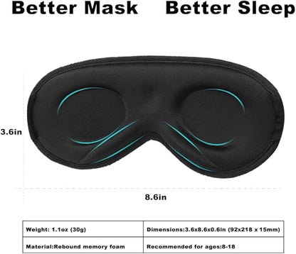 3D Sleep Mask for Kids & Teens (8-18 Years), Zero Pressure & Blackout Eye Cover - Soft Breathable, Adjustable for Travel, Night Use & Deep Sleep