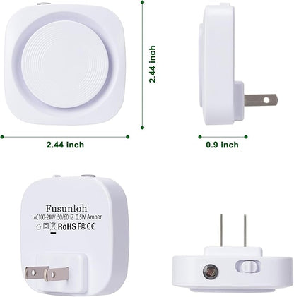 LED Night Lights Plug in to Wall,[4-Pack]Plug in Night Light,Auto Dusk to Dawn Sensor,Dimmable night light, energy efficient night lights,Soft Glow for Nursery,Bathroom,Hallway,Bedrooms,Amber