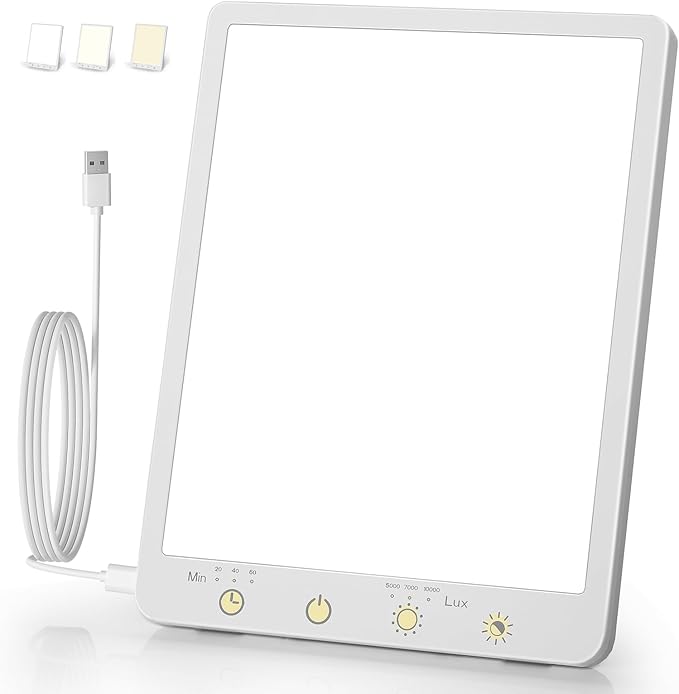 Light Therapy Lamp - 10000 Lux 3 Color Temperature & Wall Mount Therapy Light, Touch Control Daylight Lamps with Memory Function for Home/Office Use As Lift Mood (Wired Only).