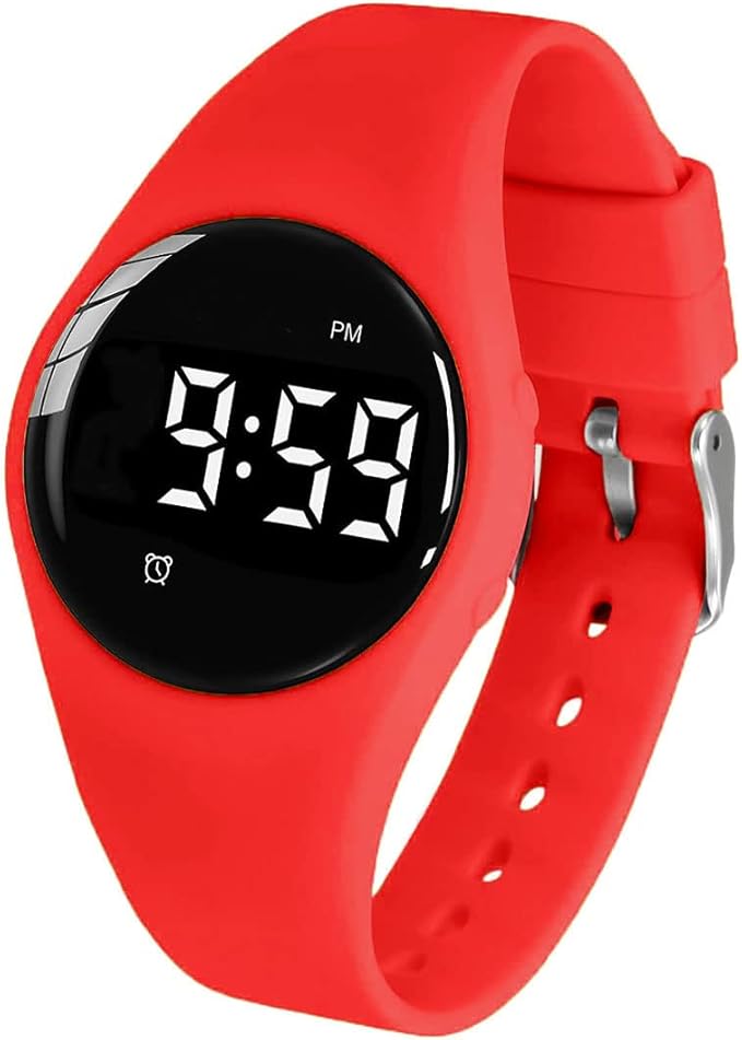 Vibrating Alarm Watch, Water Resistant Potty Training Wristband Rechargeable Medical Reminder Watch with Timer and 15 Daily Alarms (Red)