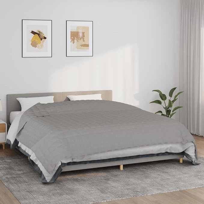 Large Grey Weighted Blanket Rectangular 86.6 x 102.4 in, Heavy Cotton Quilted Design for Even Weight Distribution, Hypoallergenic Breathable Fabric for Stress Relief