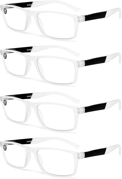 DONGDI Blue Light Blocking Reading Glasses 4 Pack Computer Readers for Women Men,Anti Glare UV Ray Filter Eyeglasses… (4pack-white, 2.75)