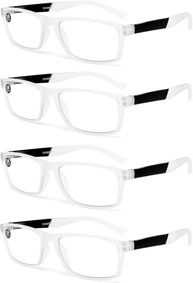 DONGDI Blue Light Blocking Reading Glasses 4 Pack Computer Readers for Women Men,Anti Glare UV Ray Filter Eyeglasses… (4pack-white, 2.00)