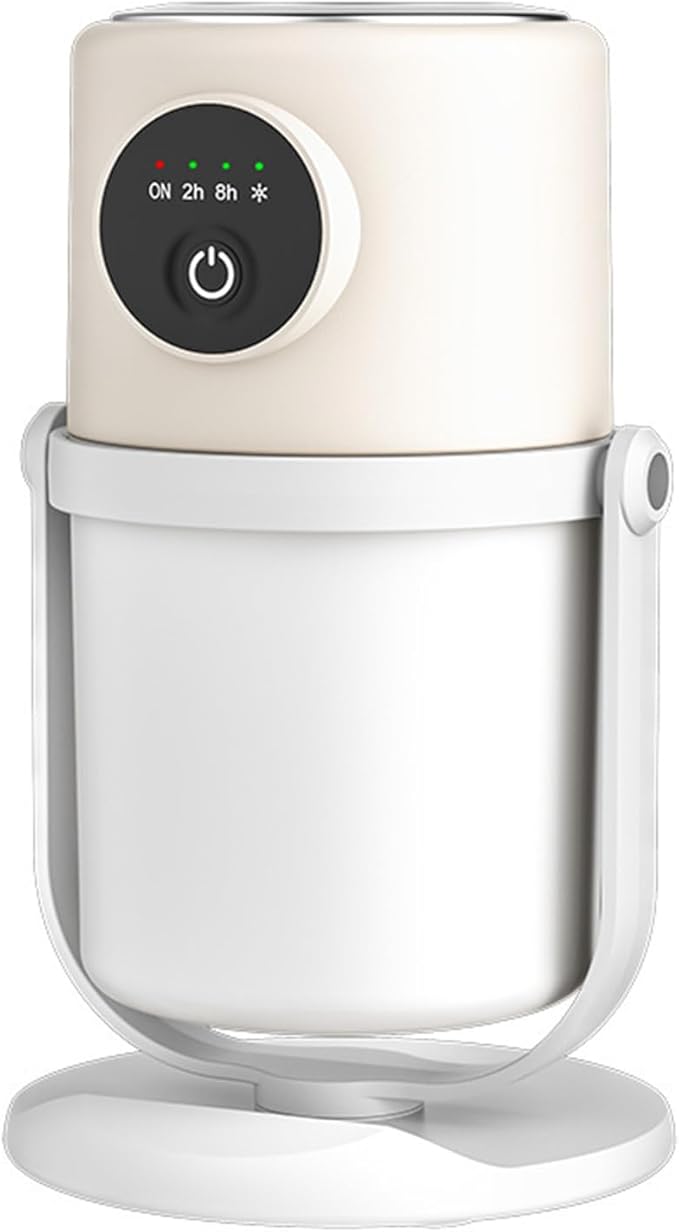 Portable Bedroom Humidifier, Desktop Humidifiers with Rotating Bracket, 280ml Thick Fog Timed Color Cup Humidifier, Suitable for Small Silent Humidifiers in Bedrooms/Cars/Offices/Travel (Beige)