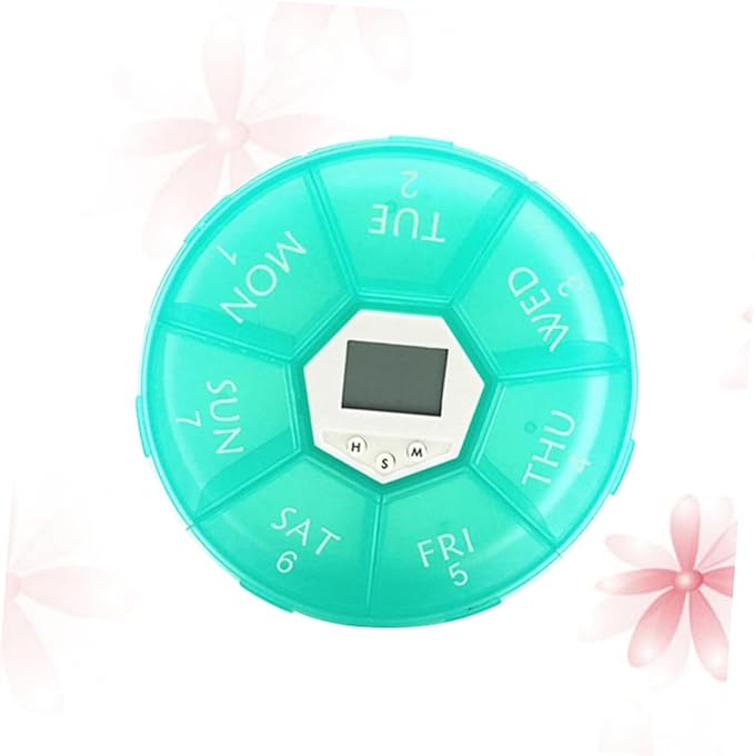 Compartment Pill Dispenser Clock Travel Pill Organizer Reminder Box for Patient Medicine Chest