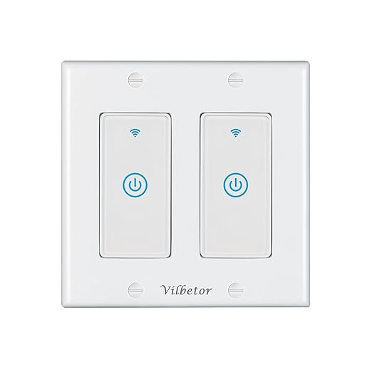 WiFi Smart Light Switch Vilbetor 2 Gang Support Alexa 2 Pole Voice Control Wifi Wall Switch