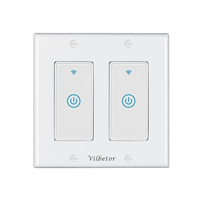 WiFi Smart Light Switch Vilbetor 2 Gang Support Alexa 2 Pole Voice Control Wifi Wall Switch