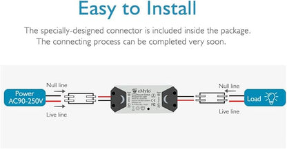 WiFi Smart Switch eMylo Wireless Relay Light Switch Tuya Remote Control Module Home Automation Timer Switch Compatible with Alexa Echo Google Home iPhone Android App 1 Pack