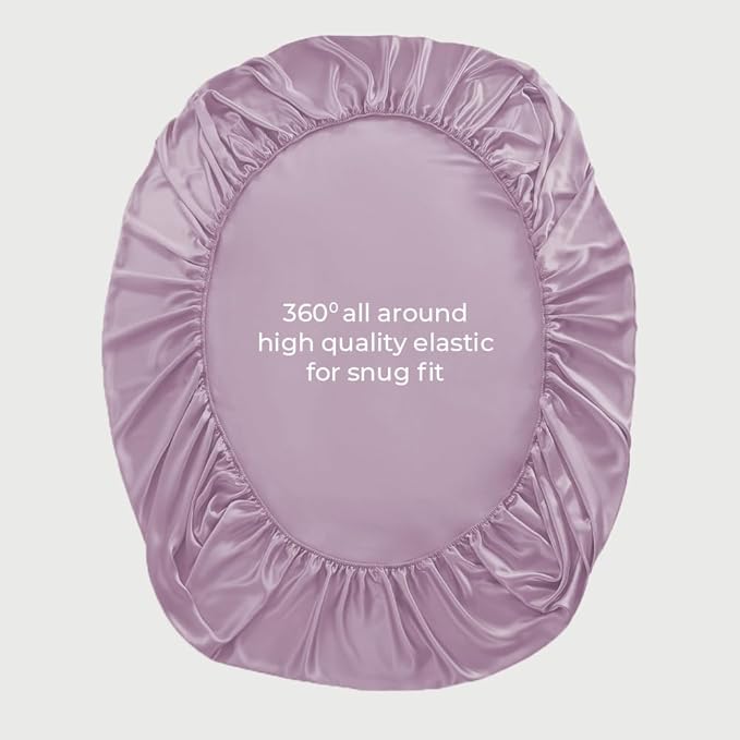 LINENWALAS Fitted Sheet Only Viscose Derived from Bamboo, Bottom Sheet for California King Size Bed – 16” Deep Pocket, Snug Fit – Cooling, Breathable, Soft, Hypoallergenic (Lilac, Cal King)
