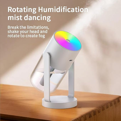280ml Portable Shake Head Humidifier with Color LED Night Light, USB Personal Desktop Humidifier for Car, Home, Office, Travel, Auto Shutoff, Ultra-Quiet