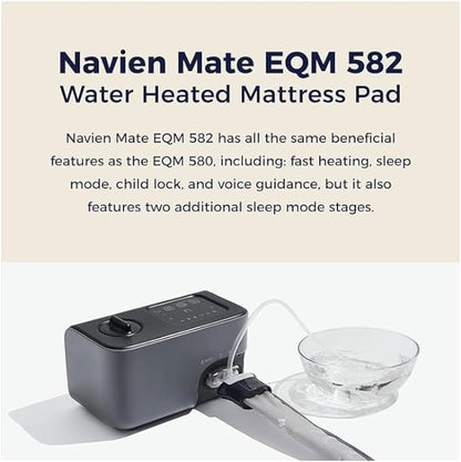EQM 582, Queen – EMF-Free Water Heated Mattress Pad Warmer – Dual Temperature Control – WiFi Enabled & Eco-Friendly – Helps Soothe & Relieve Stress, Muscle Soreness, & Tension