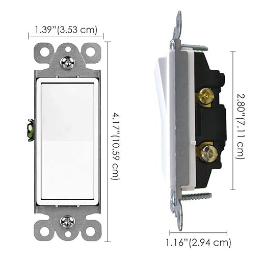 Greencycle Lights Switches Rocker,4Pack 15 Amp Single Pole Lights Switches White,SP Paddle Light Switch,120V-277V AC,On/Off Wall Switch,Residential/Commercial Grade,Home & Office,UL Listed