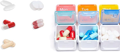 Weekly Colorful 7 Compartments Pill Organizer with Alarm Reminder Plastic Storage Case for Travel Home Daily Medication Management