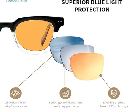 Blue Light Blocking Reading Glasses Amber Blue Blocker Lens - For Better Sleep, Reduce Eye Strain for Women + Men