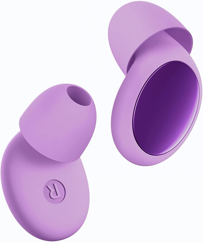 Ear Plugs for Sleeping 45dB Noise Cancelling Ear Plugs for Noise Reduction & Snoring, Concerts, Earplugs for Sleep,Sider Sleepers Airplane, Silicone Earplugs Reusable Concert Ear Plug+8Tip Pale Violet