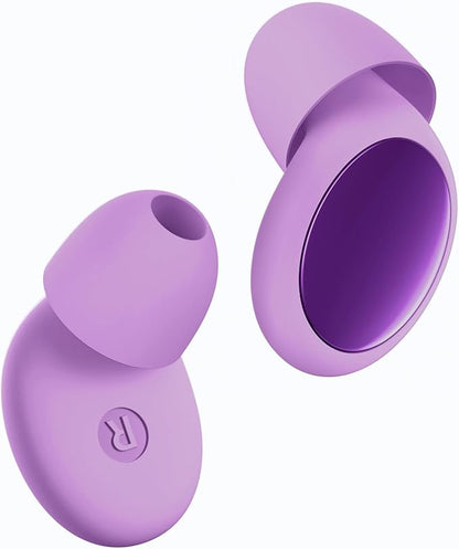 Ear Plugs for Sleeping 45dB Noise Cancelling Ear Plugs for Noise Reduction & Snoring, Concerts, Earplugs for Sleep,Sider Sleepers Airplane, Silicone Earplugs Reusable Concert Ear Plug+8Tip Pale Violet