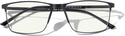 MERRY'S Fashion Blue Light Blocking Glasses - Reading Glasses Metal Frame Spring Hinge Readers for Men Eyeglasses