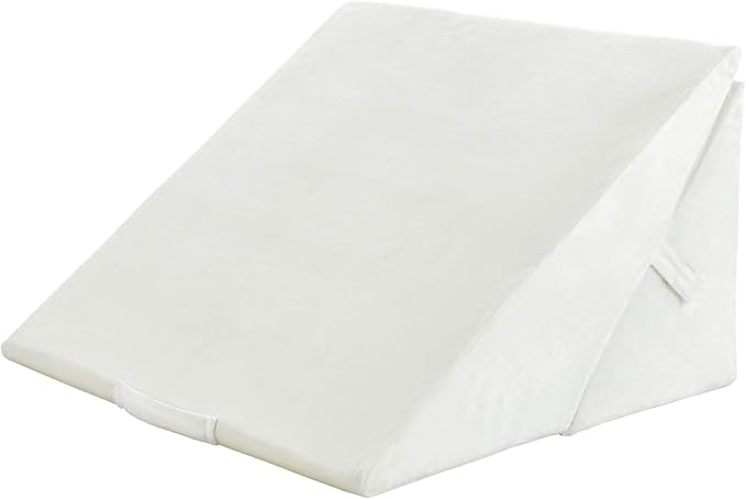 KOMFOTT Bed Wedge Rest Pillow - Adjustable Memory Foam Incline Cushion Triangle Back Support Reading Pillow w/Removable Case Cover for Back Pain, 14" Height, White Pillow