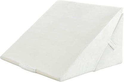 KOMFOTT Bed Wedge Rest Pillow - Adjustable Memory Foam Incline Cushion Triangle Back Support Reading Pillow w/Removable Case Cover for Back Pain, 14" Height, White Pillow