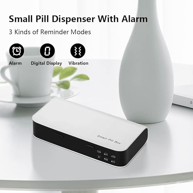 VODESON Weekly (7days) Travel Pill Organizer,Smart Remind Pill Box with Alarm,Medicine Dispenser Portable Travel Pill Case for Vitamins/Fish Oil/Supplements/Pills Home Pill Reminder