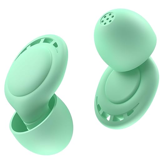 Ear Plugs for Sleeping Noise Reduction, Beinkap Reusable Earplugs Hearing Protection for Focus, Study, Work – 6 Pair Eartips in S/M/L – Flexible Silicone Soft – 35dB Noise Cancelling - Green