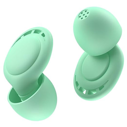 Ear Plugs for Sleeping Noise Reduction, Beinkap Reusable Earplugs Hearing Protection for Focus, Study, Work – 6 Pair Eartips in S/M/L – Flexible Silicone Soft – 35dB Noise Cancelling - Green