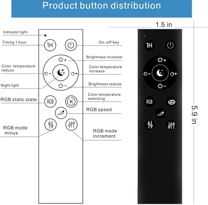 RGBCW LED Bulb with a 2.4GHz Remote Control, A60 12W 1000lm Color Changing Smart Light Bulb for Lamp, Bderoom, Mood Soothing,100W Equivalent,Dimmable 1% to 100% 3000-6500K,2 Bulb & Remote