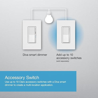 Lutron Diva Smart Dimmer Light Switch for Caseta Lighting (Lutron Smart Hub Required), for LED Lights, 150W, Single-Pole/3-Way, No Neutral, Brown (DVRF-6L-BR)