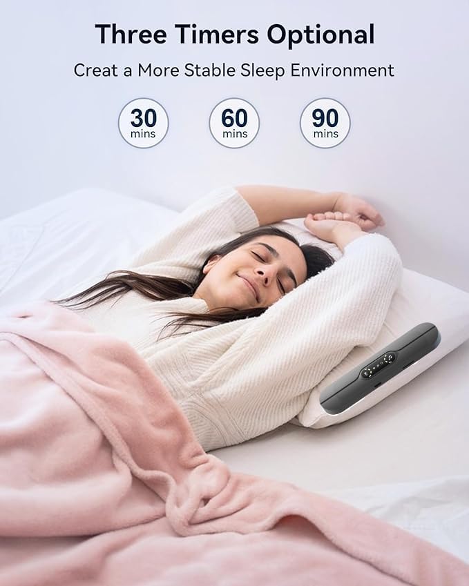 Under Pillow Speakers for Sleeping Bluetooth, Bone Conduction Technology, 3D White Noise Generator, Volume Control & Sleep Timer, Side Sleeper Friendly