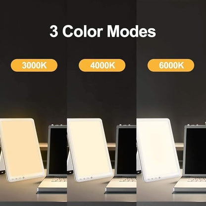 Light Therapy Lamp, Ultra-Thin UV-Free 10000 Lux Therapy Light, Timer Function, Adjustable Brightness Levels, for Home/Office Use
