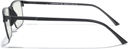 MERRY'S Fashion Blue Light Blocking Glasses - Reading Glasses Metal Frame Spring Hinge Readers for Men Eyeglasses