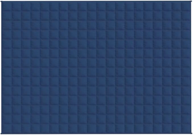 Weighted Blanket Blue Brushed Polyester Microfibre Twin Size 53.1 x 78.7 Inches for Anxiety Relief and Better Sleep with Hypoallergenic Glass Beads Quilted Texture Hand