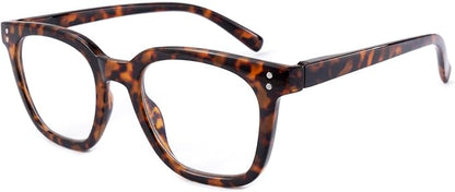 Reading Glasses for Men Women Blue Light Blocking with Spring Hinge, Blocking Readers Anti UV Ray Filter Eyeglasses, Square Computer Reader Glasses, Brown Tortoiseshell, +1.0