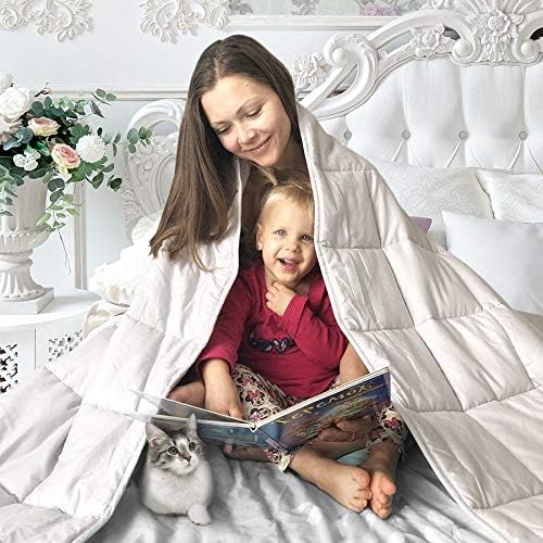 Royal Therapy Weighted Blanket - Heavy 100% Cotton Blankets with Premium Glass Beads (48''x78'' 15lbs, Coastal Fog), Suitable for One Person (~200lb)