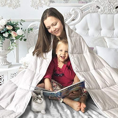 Royal Therapy Weighted Blanket - Heavy 100% Cotton Blankets with Premium Glass Beads (48''x78'' 15lbs, Coastal Fog), Suitable for One Person (~200lb)