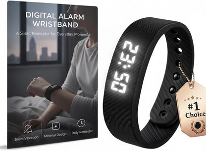 Vibrating Alarm Wristband Electric Clock Watch Shock Silent Sleeps Wrist Sleep Bracelet for Heavy Sleepers Wearable Wristband for Seniors Automatic Wake up Band Vibration with Digital for Deaf
