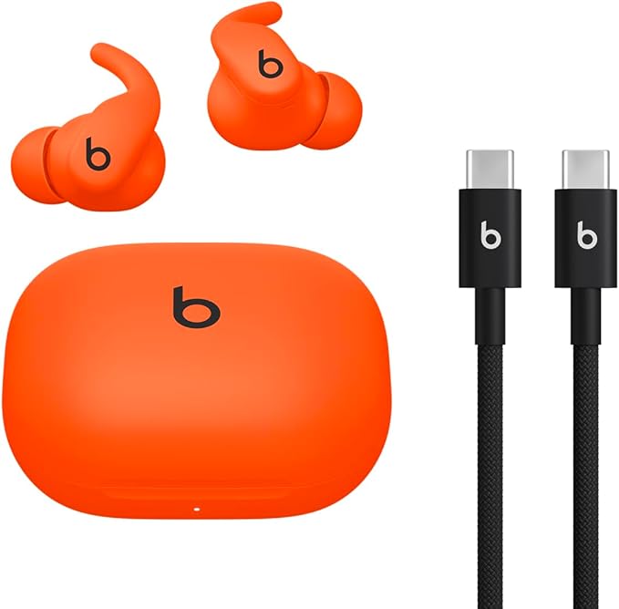 Beats - Powerbeats Fit - Wireless Noise-Cancelling Workout Earbuds with Ultimate Secure Fit with USB-C Charging Cable (1.5m) - Spark Orange