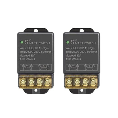 Ewelink 30A Hight Power WiFi Smart Switch 110V/120V/240V, APP Remote with Timer, Wireless DIY Mode for Home Automation, Compatible with Alexa & Google Home(2 pcs)