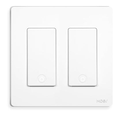 MOES Smart Single Pole Light Switch, 2.4GHz WiFi Smart Wall Switch, Needs Neutral Wire, Multi-Control, Smart Life/TUYA APP Control, Voice Control with Alexa/Google Home, White 2 Gang