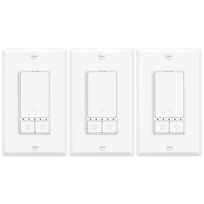 3 Pack Smart LED Dimmer Switch, Single Pole, Neutral Wire Required, Works with Alexa & Google Home, 2.4GHz WiFi Switch No Hub Needed, 150W Max LED/CFL 600W Max Incandescent, ETL/FCC Certified, White